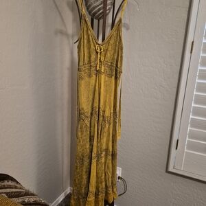 Sakkas Mustard and Olive Smocked Dress